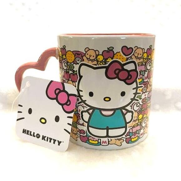 Hello Kitty Heart Handle "Favorite Things" 14oz Cafe Mug-NEW - Picture 2 of 8